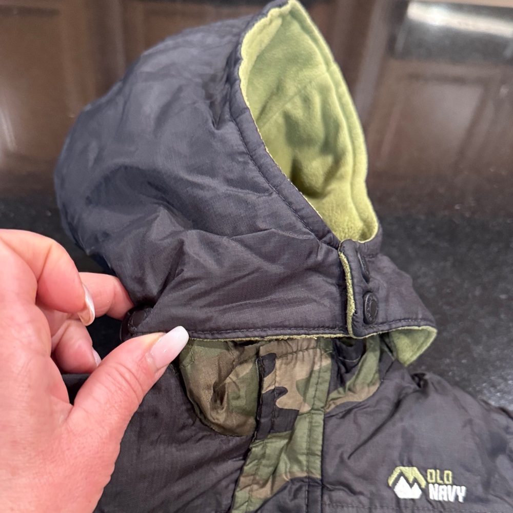 Boys Green and Black Camouflage Jacket - Picture 3 of 11
